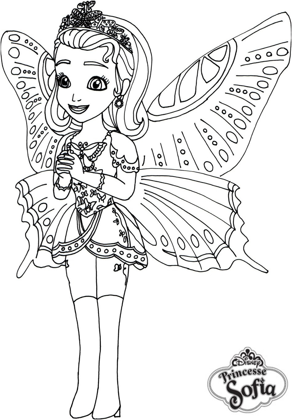 coloriage princesse sofia papillon