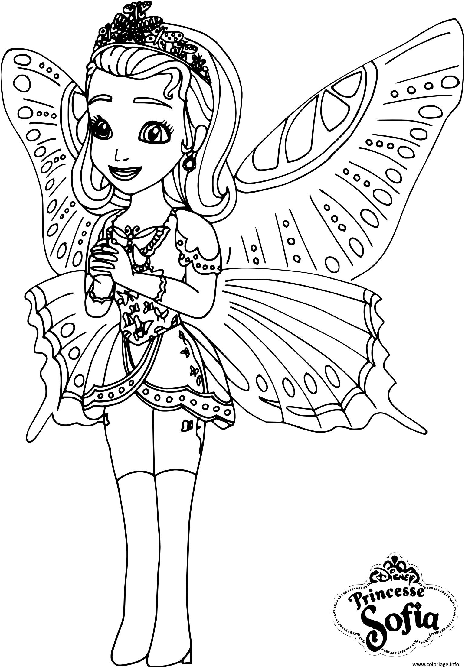 princesse sofia papillon coloriage