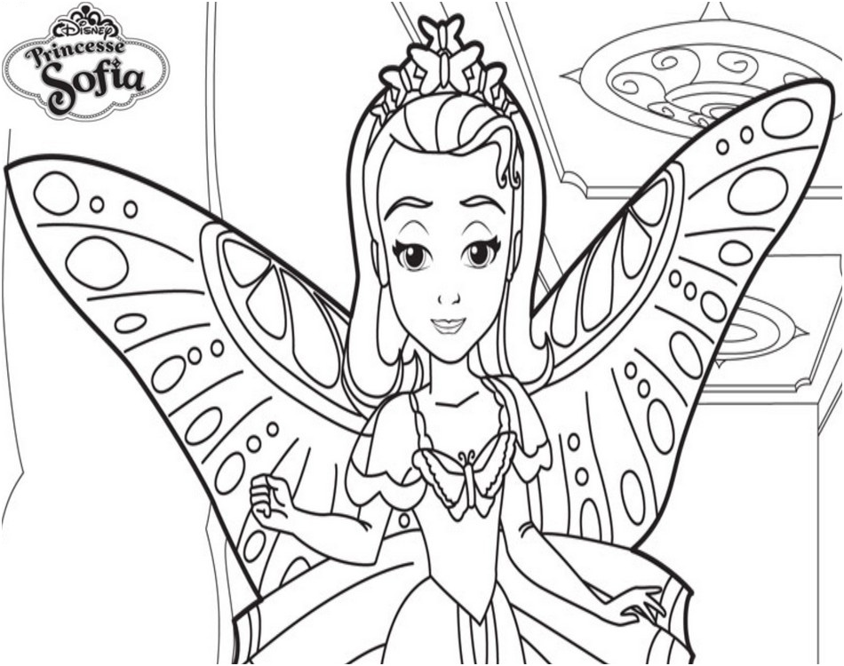 coloriage princesse sofia beau papillon