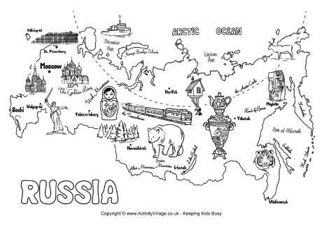 russia map colouring page