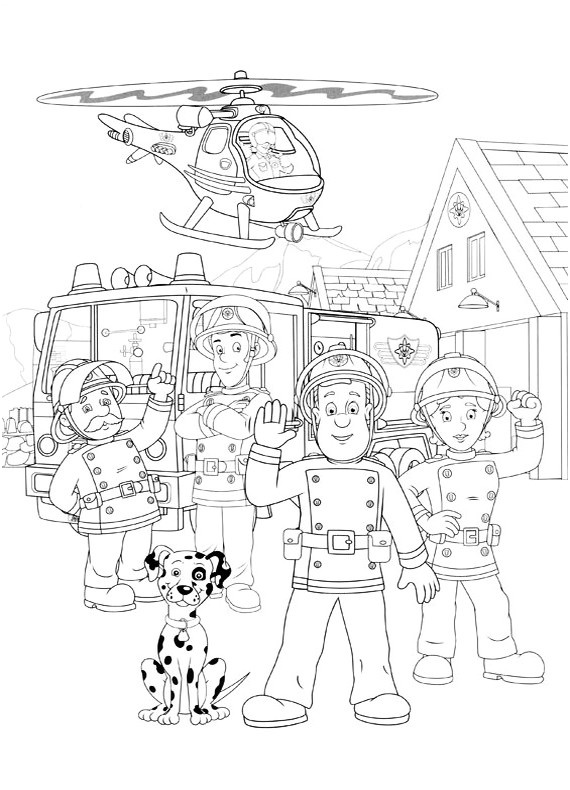 disegno sam il pompiere squadra da colorare