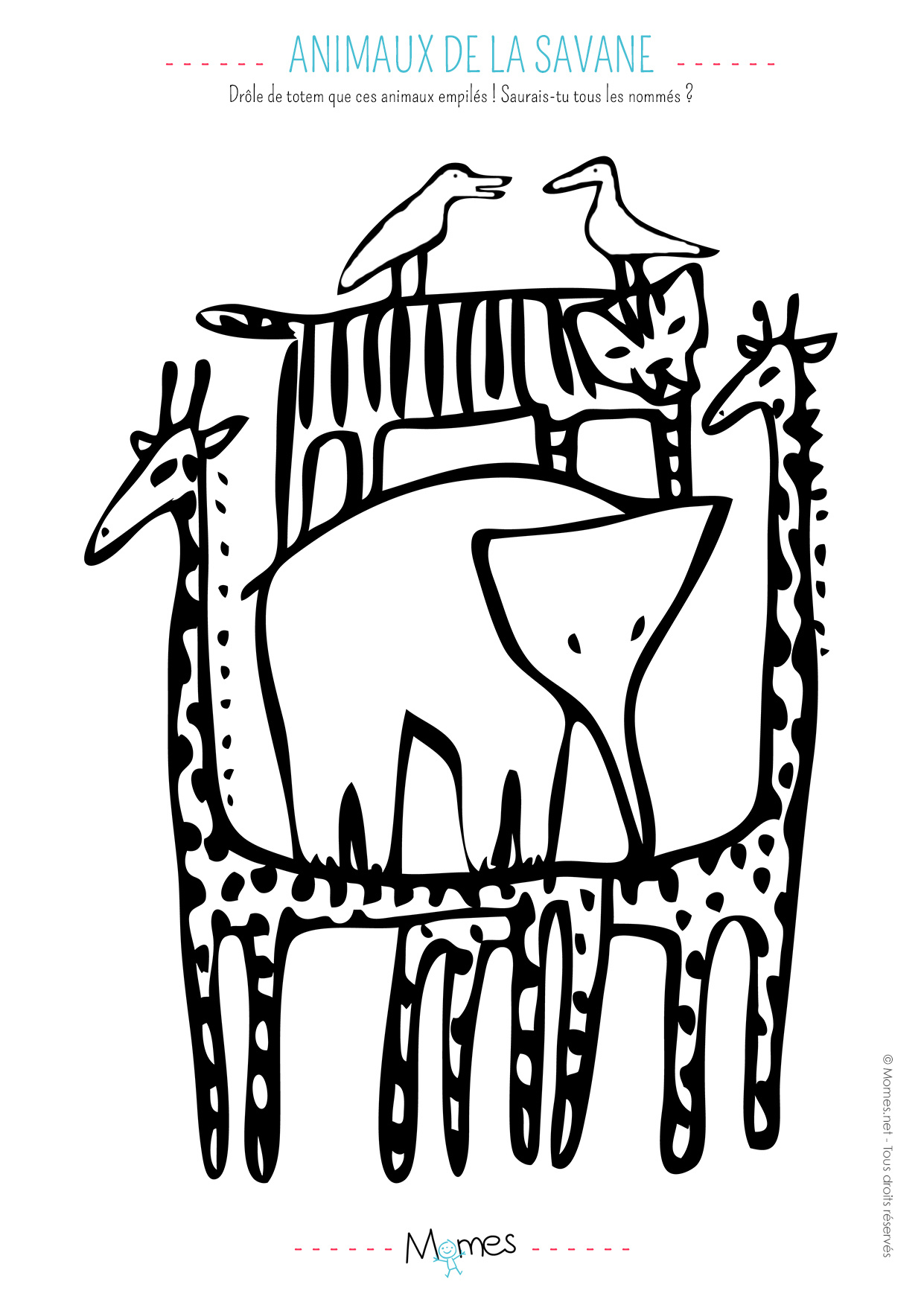 dessin imprimer animaux savane