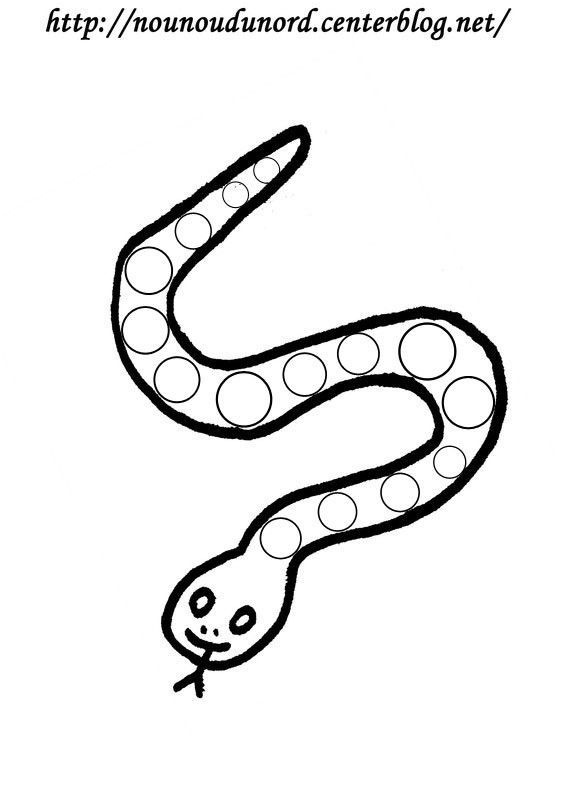 2259 coloriage a gommettes le serpent dessine par nounoudunord