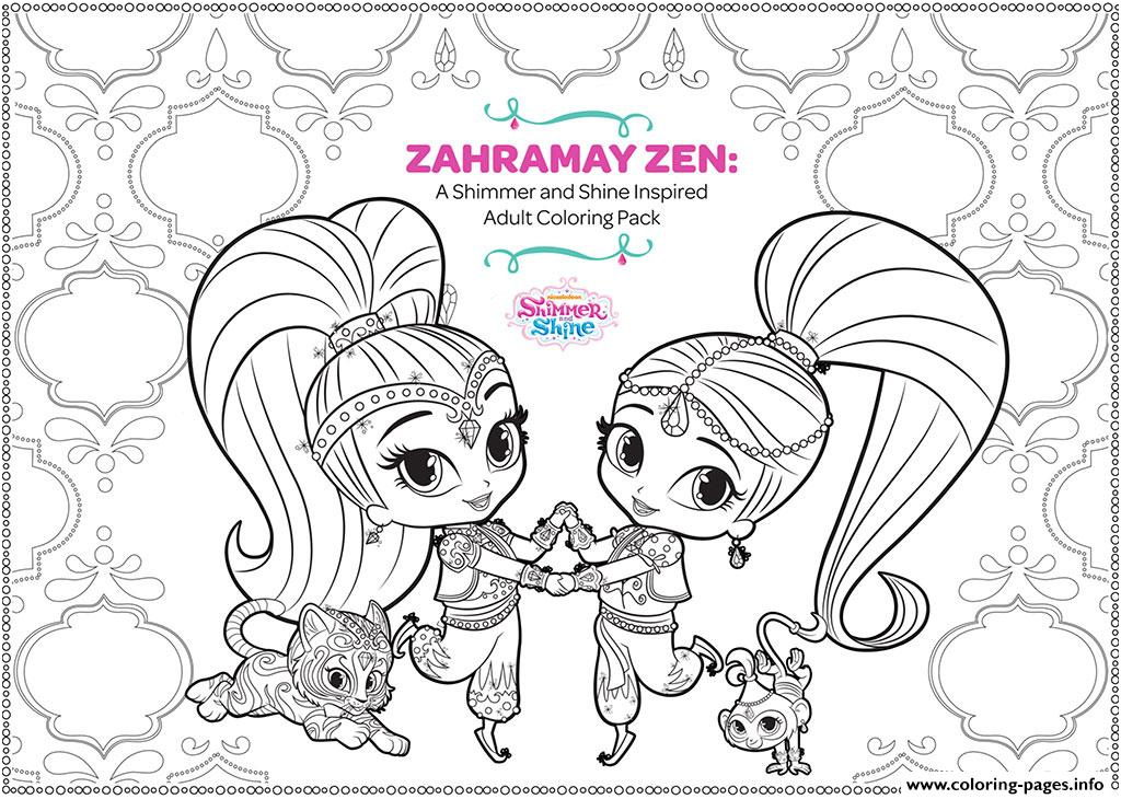 zahramay zen shimmer and shine adult coloring printable coloring pages book