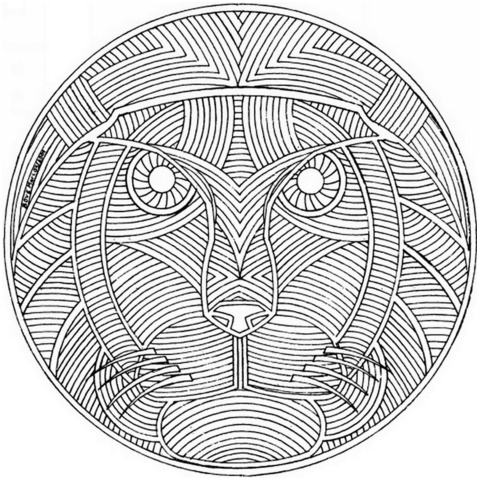 mandala celtique avec le visage de lion