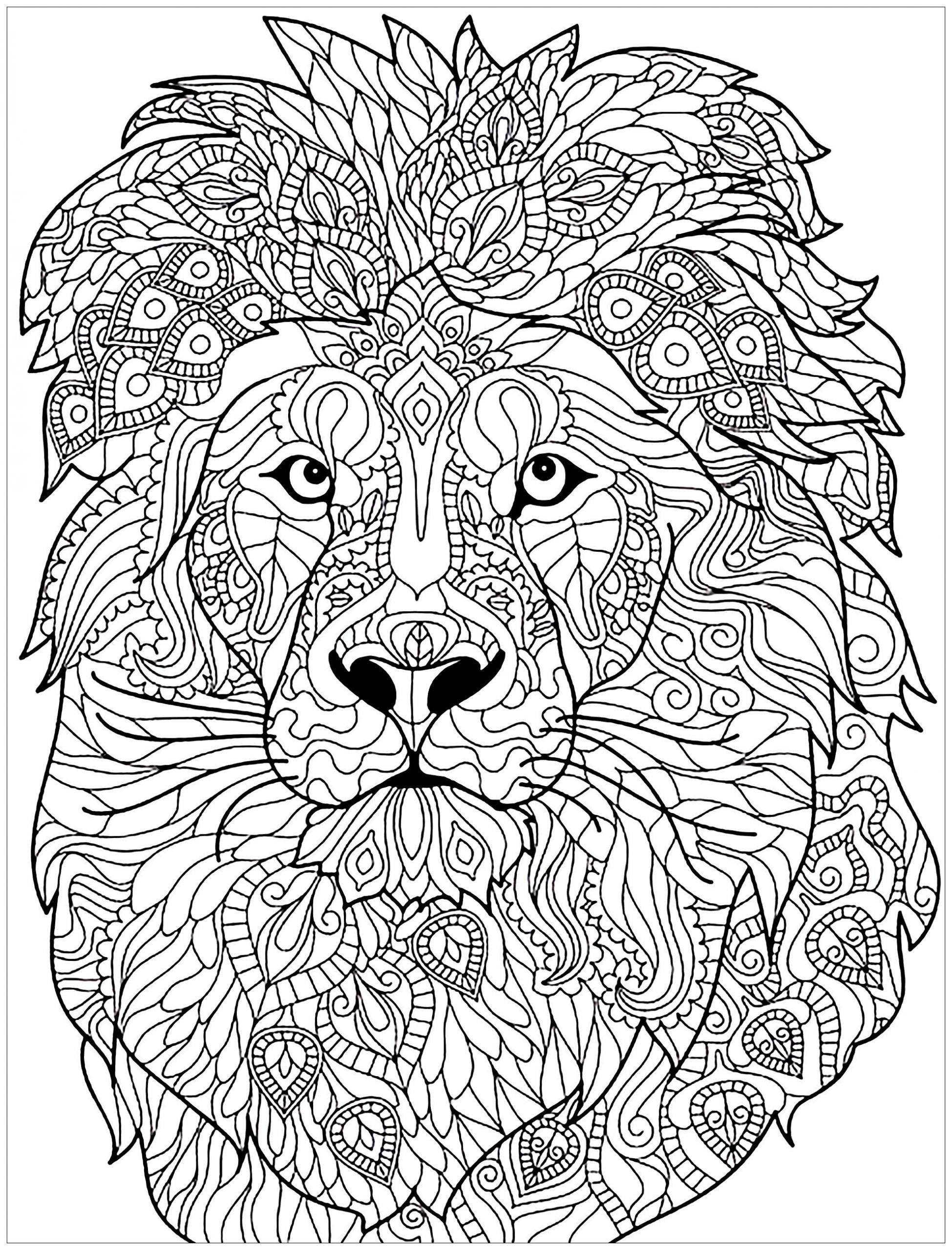 coloriage lion mandala