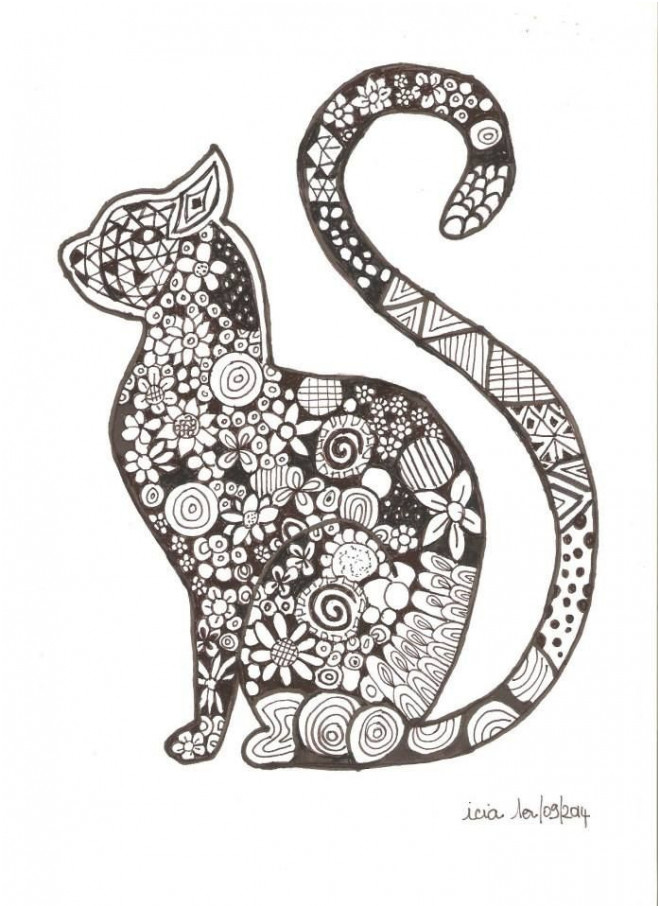 zen chat en noir et blanc