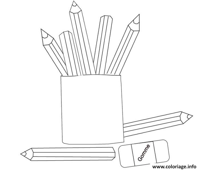 rentree maternelle crayons et efface coloriage dessin