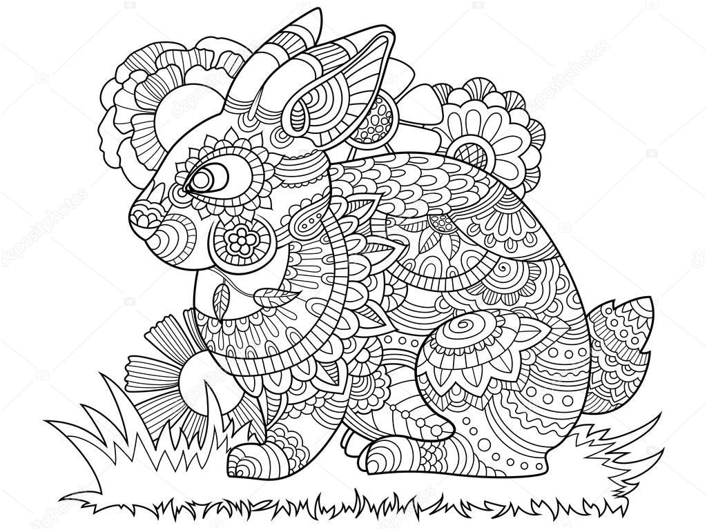 stock illustration rabbit bunny coloring book for
