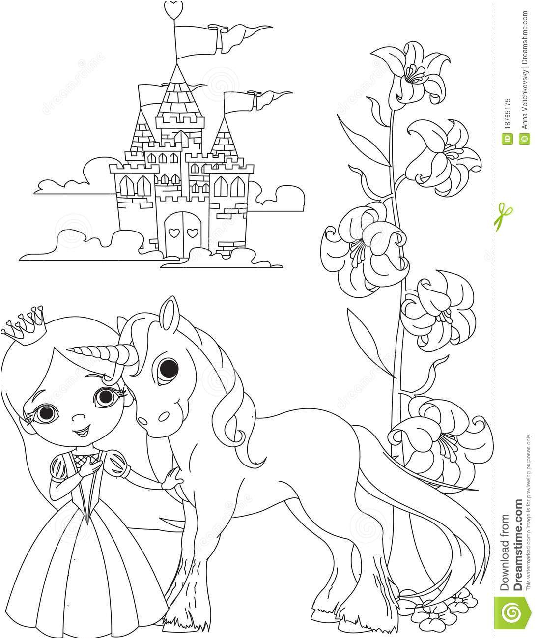 royalty free stock photo beautiful princess unicorn coloring page image