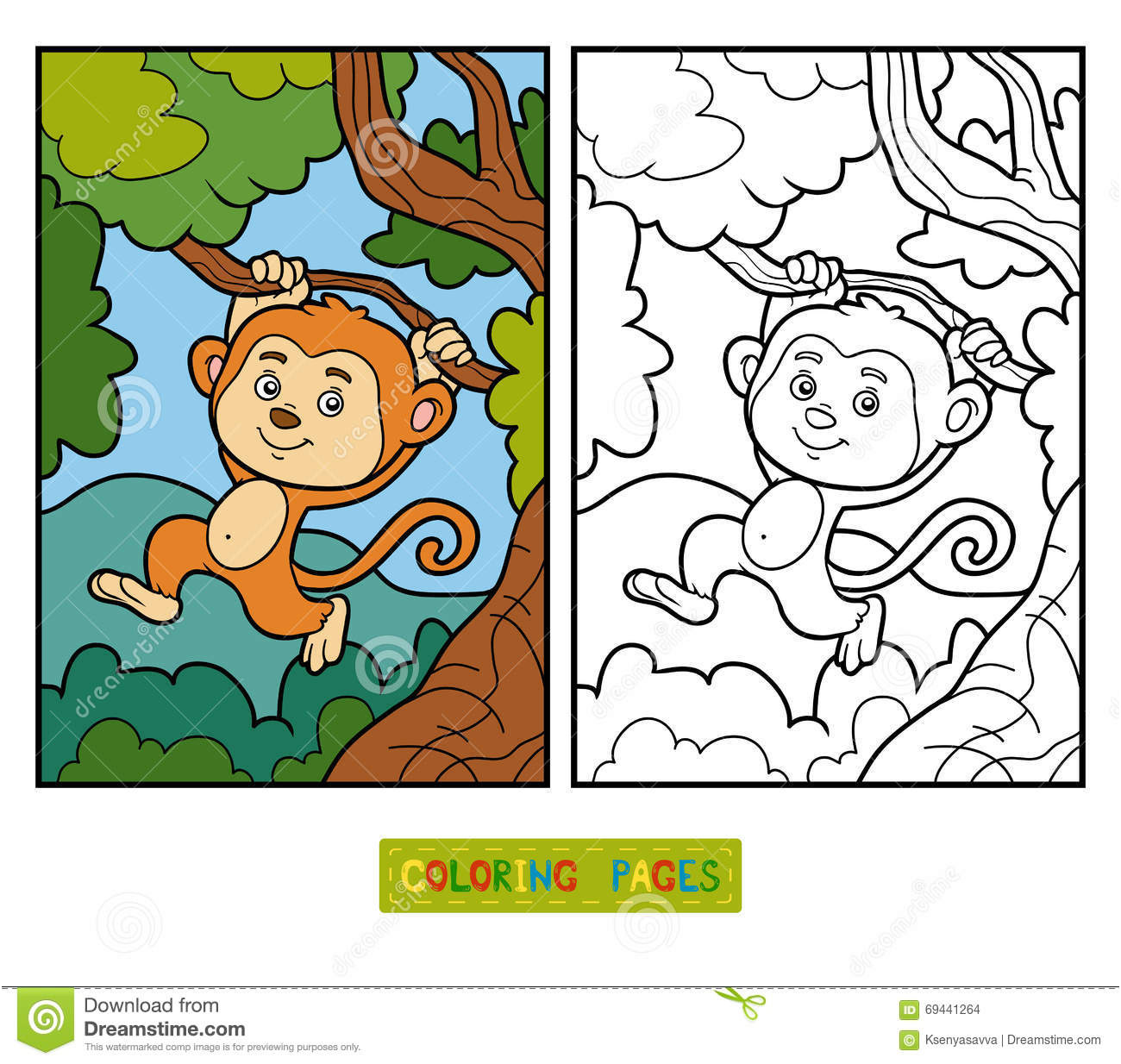 illustration stock livre de coloriage pour des enfants petit singe image