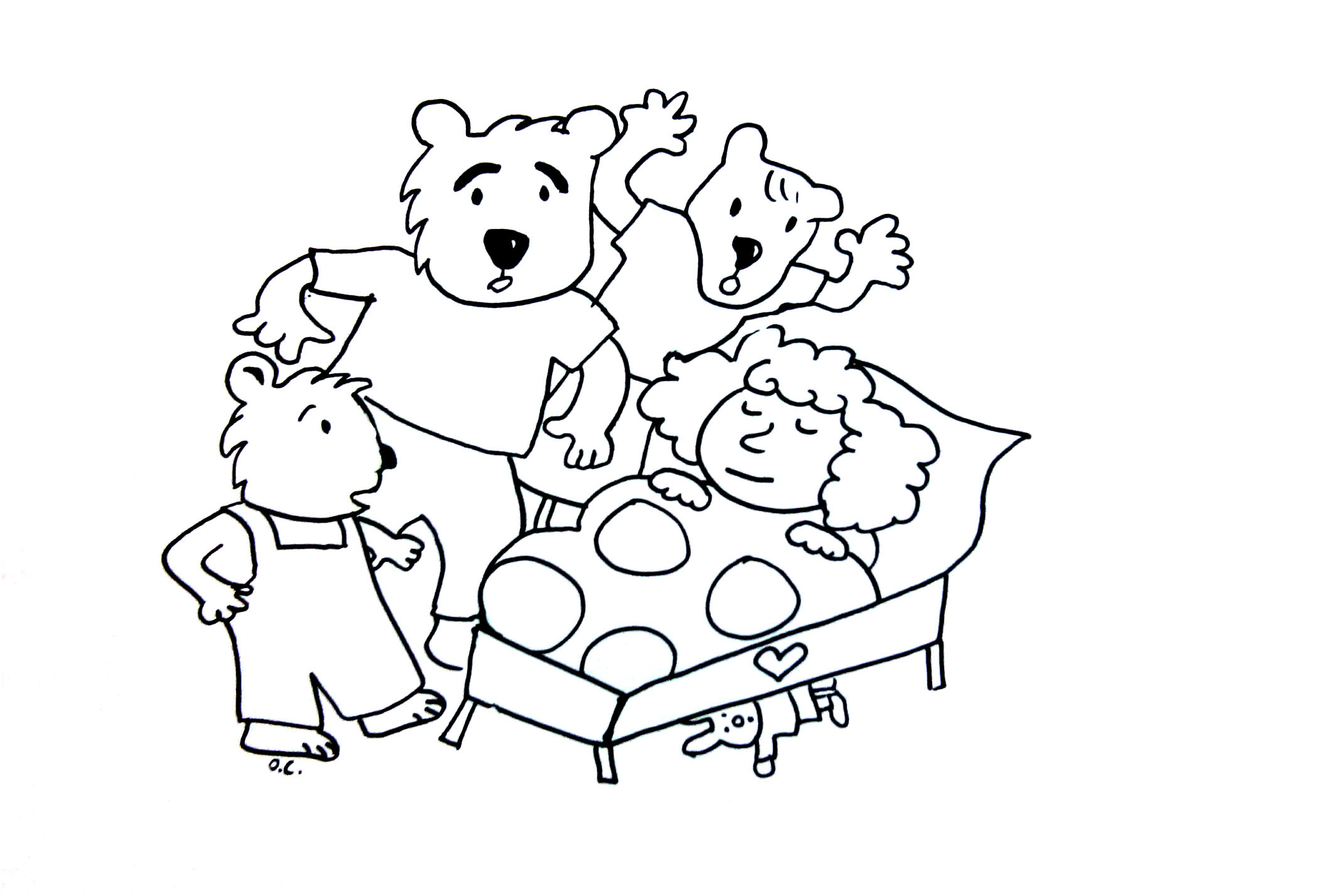 coloriage de boucle d or et les 3 ours