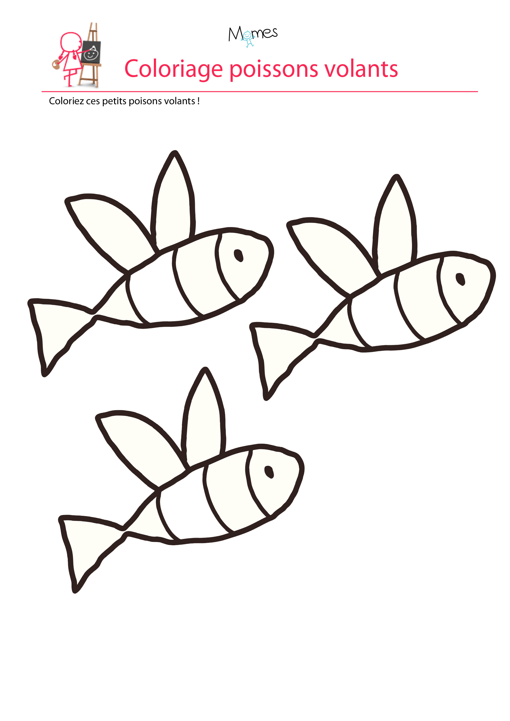 Coloriage poisson d avril les poissons volants