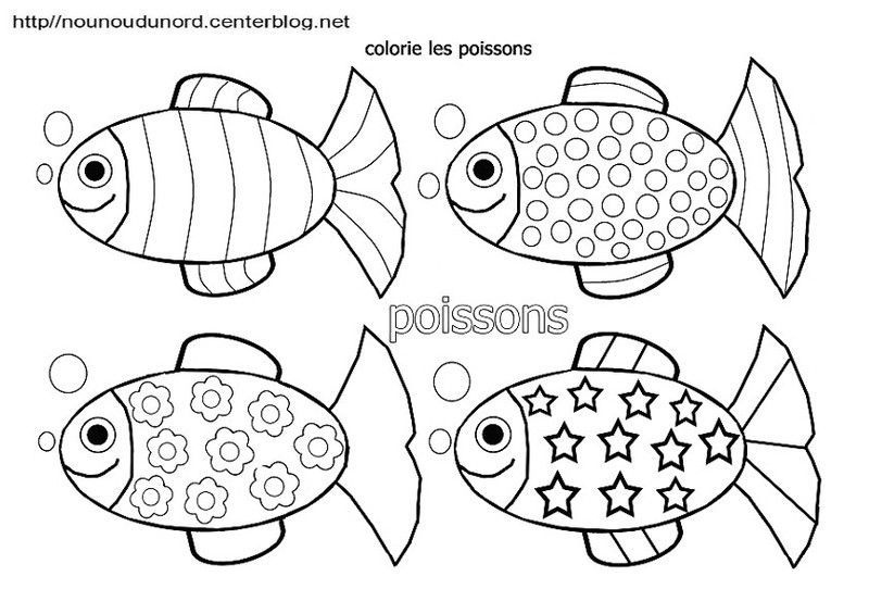 1815 coloriage exercice dessiner les couleurs dans les poissons