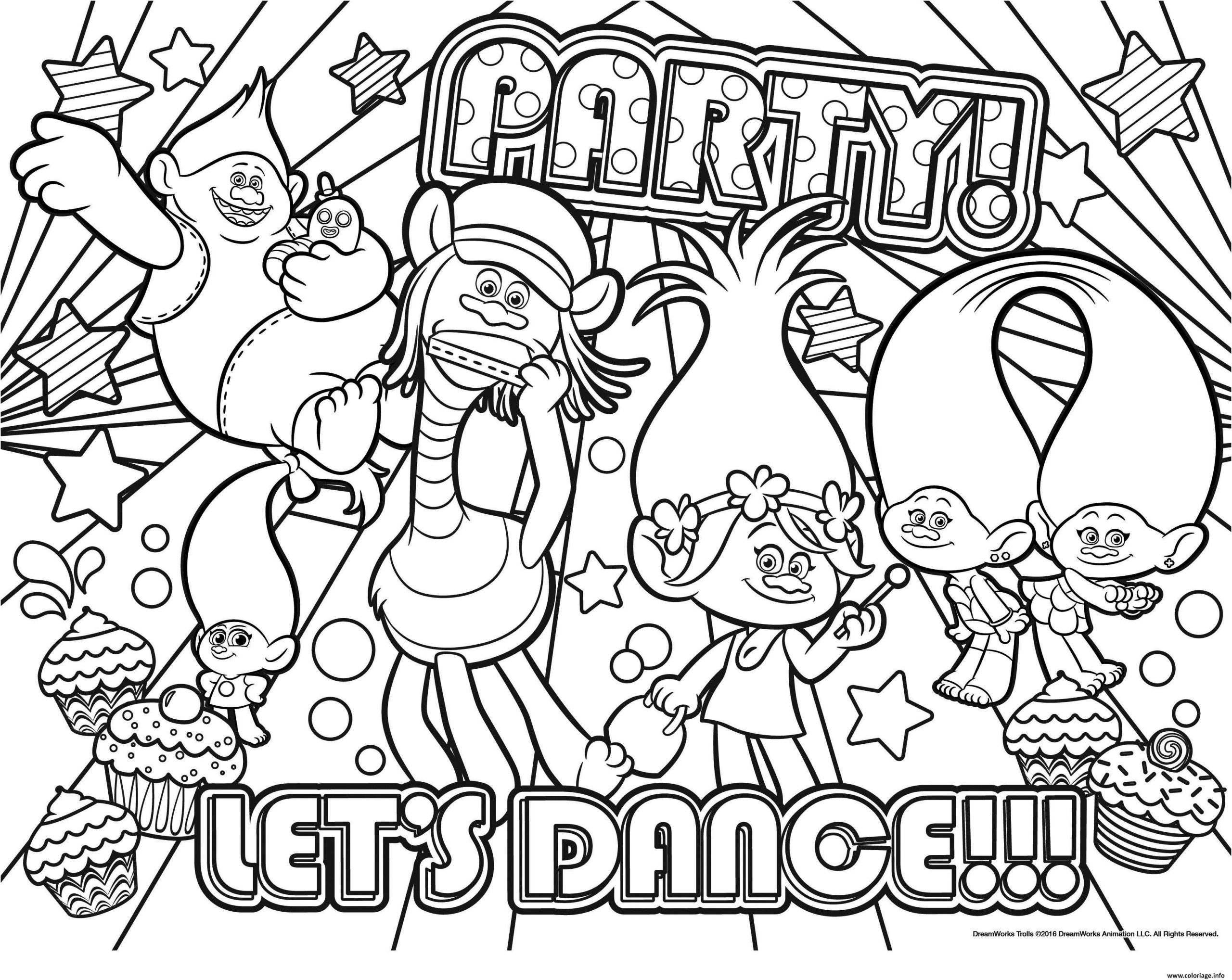 3112 coloriage party lets dance jecolorie 3776 dessin coloriage trolls
