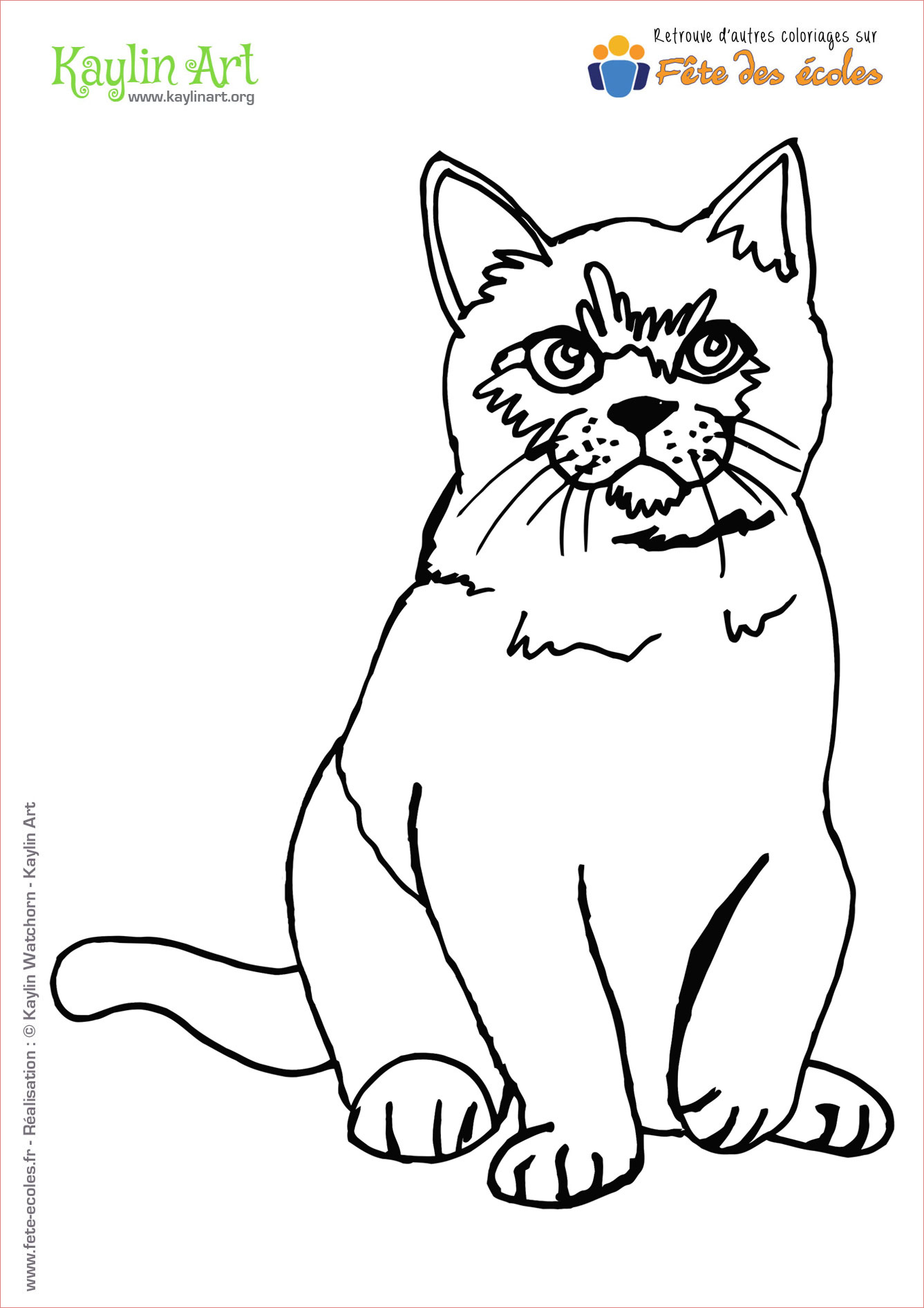 554 coloriage chat assis
