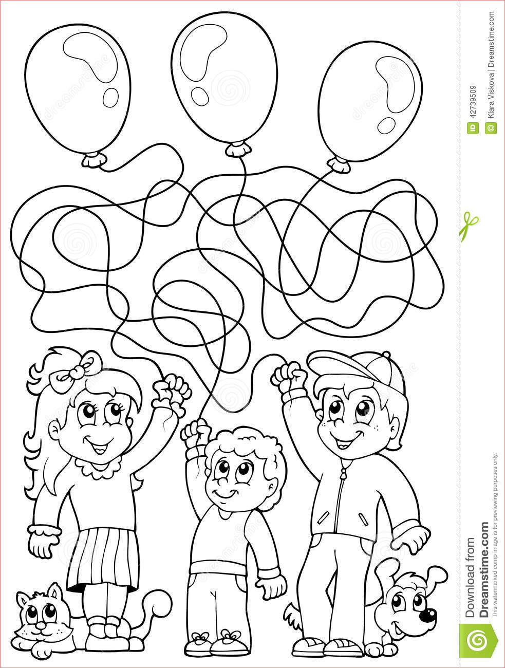 illustration stock livre de coloriage du labyrinthe avec des enfants image