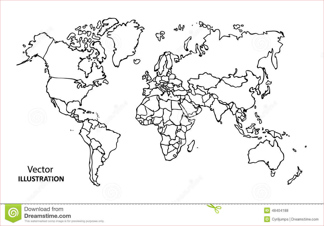 stock illustration hand drawing world map countries vector illustration image