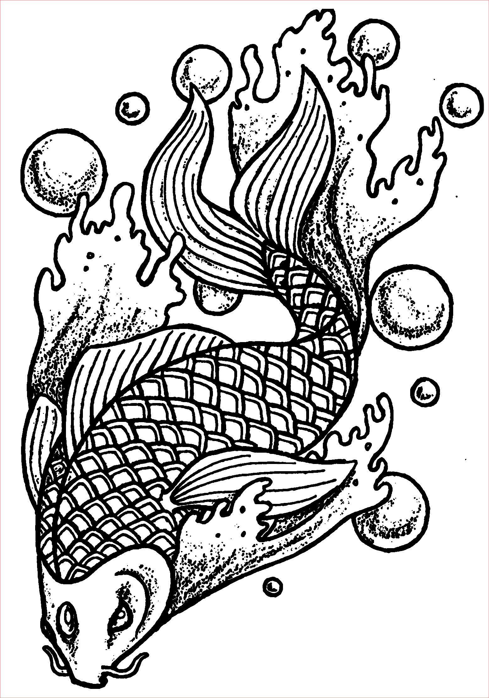 image=fishes coloring page fish and bubbles 1