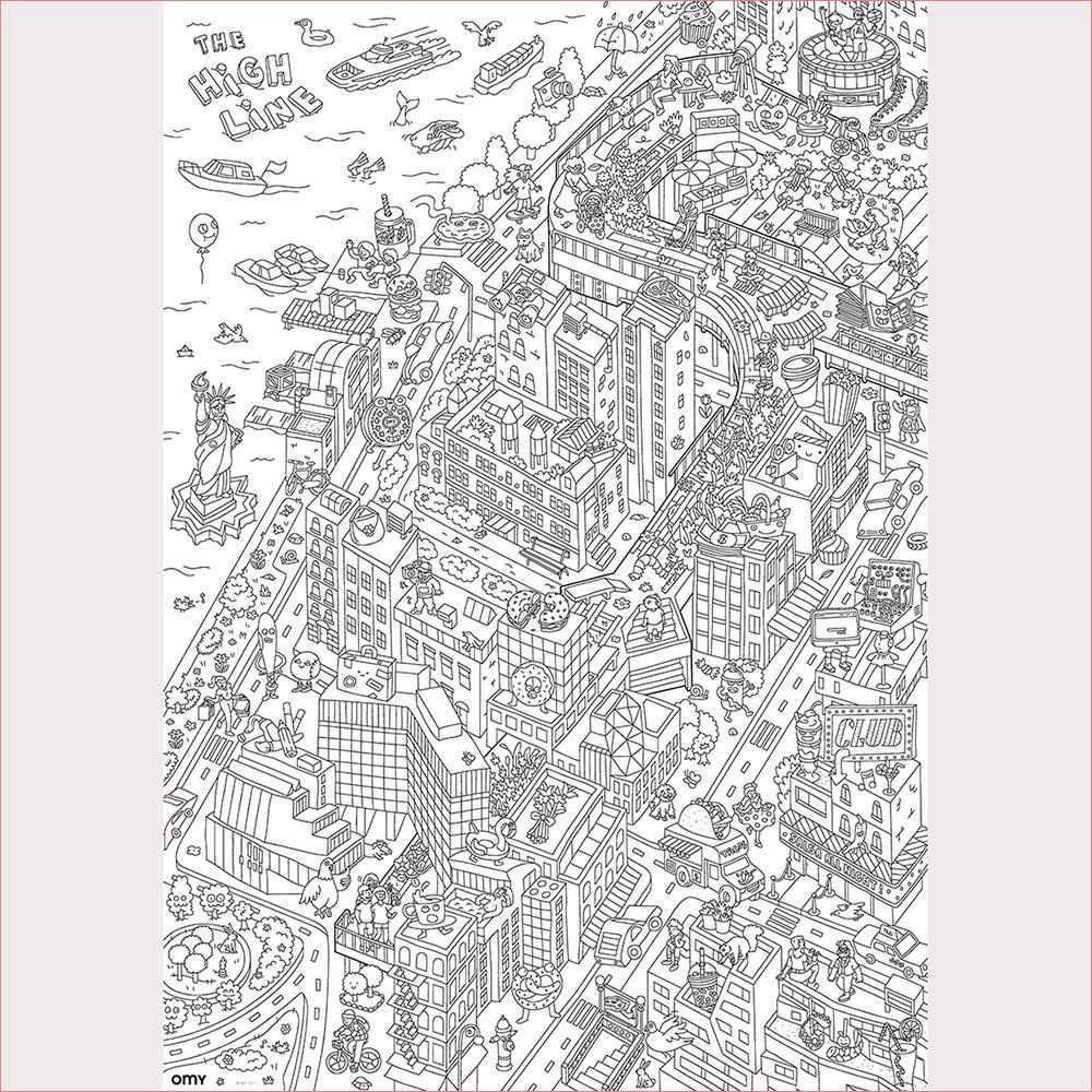 omy x high line giant coloring poster