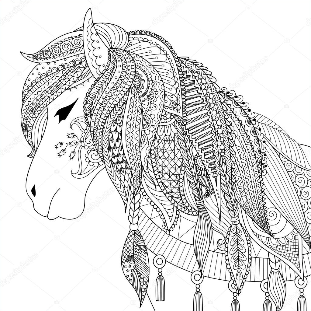 stock illustration zendoodle design of horse for