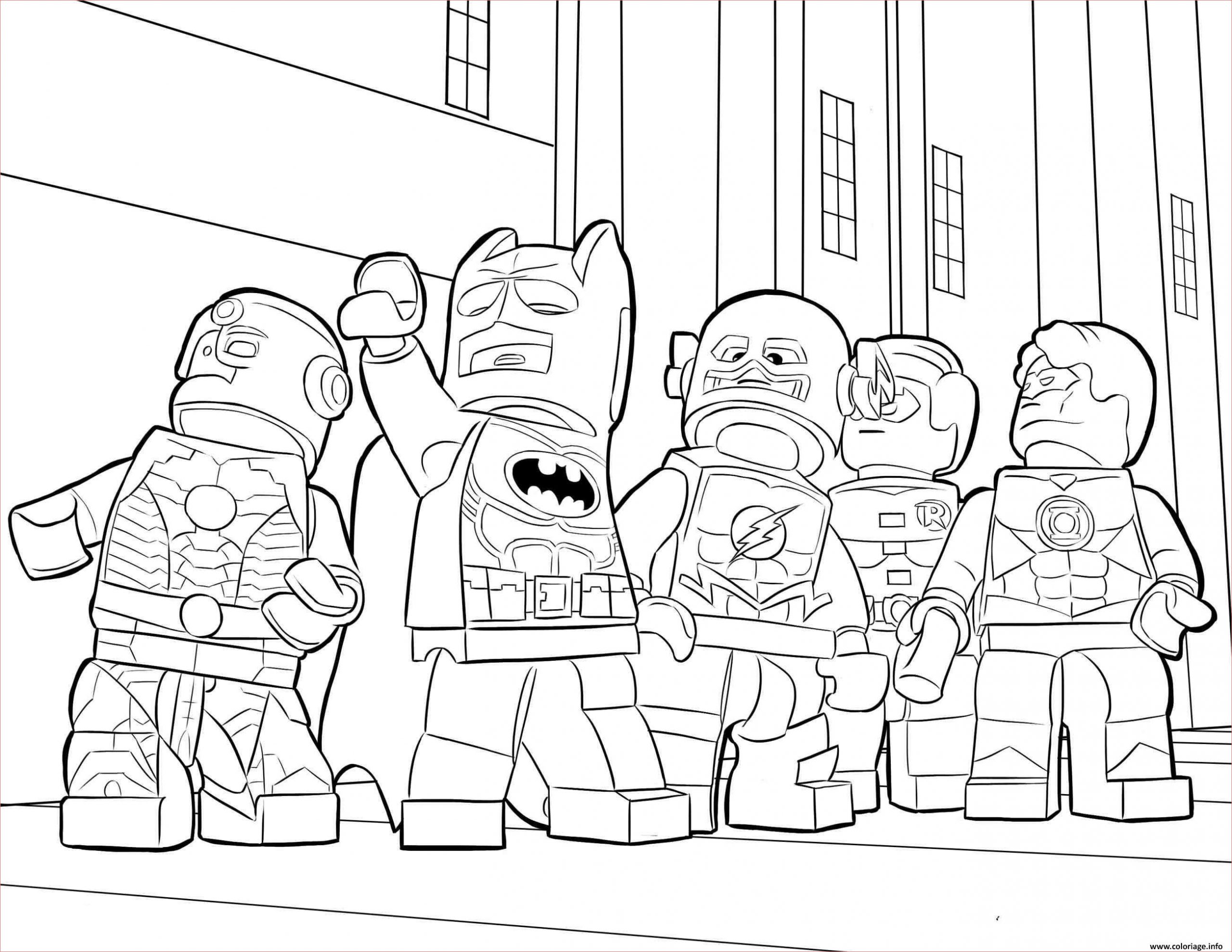 flash lego et super heros batman ironman coloriage
