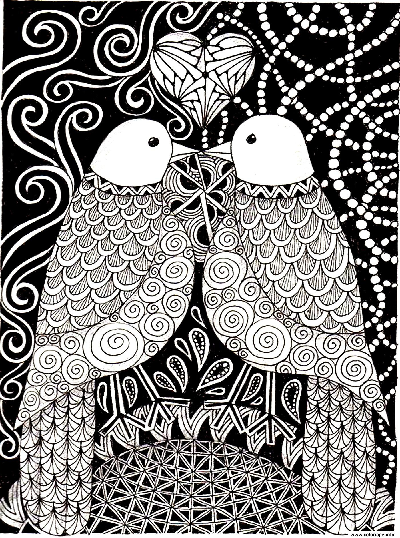 adulte animaux peruches amour coloriage