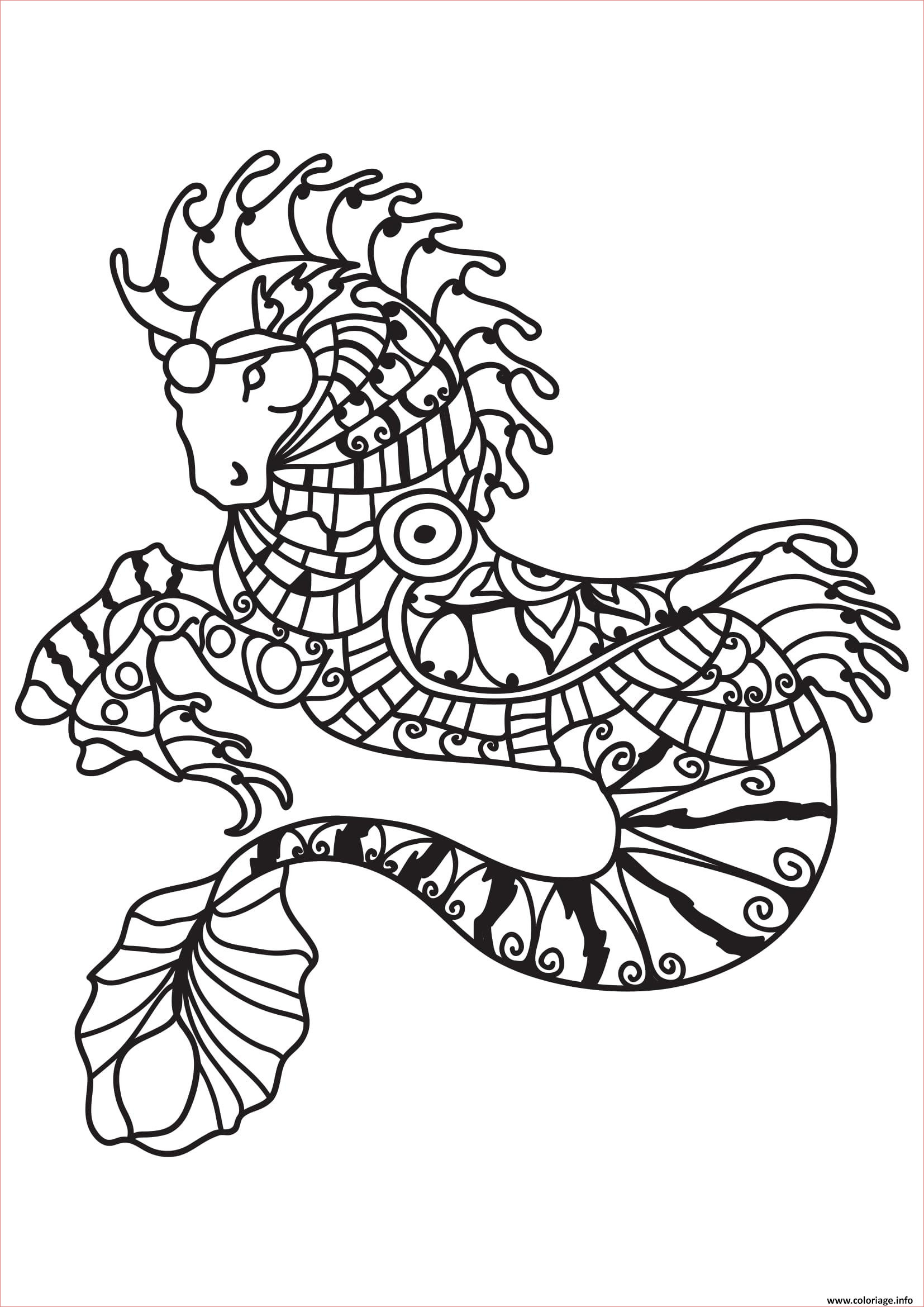 adulte cheval sirene coloriage