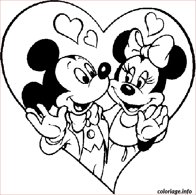st valentin mickey et minnie dans un coeur coloriage 7882