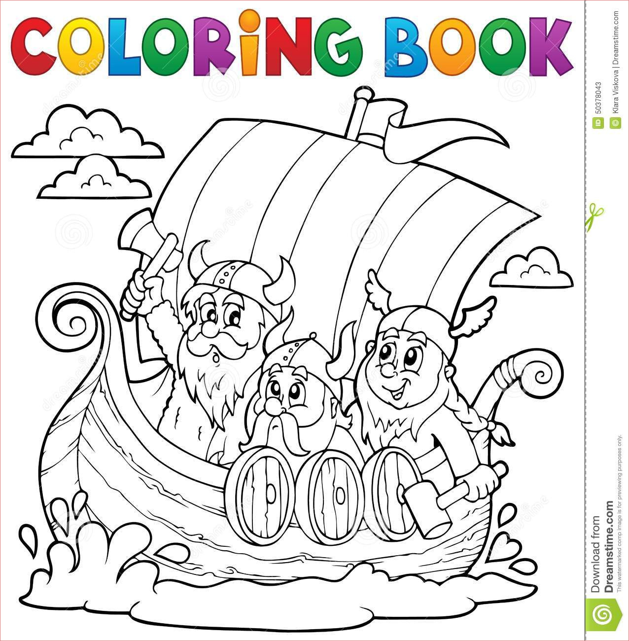 illustration stock livre de coloriage avec le bateau de viking image