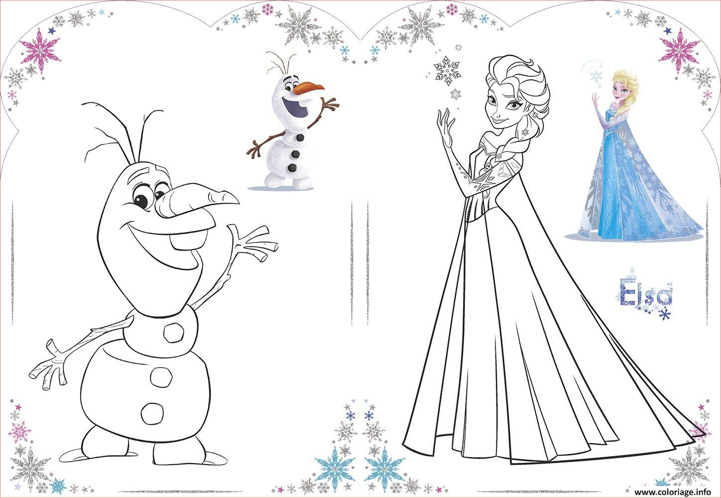 olaf et elsa reine des neiges disney 2018 coloriage