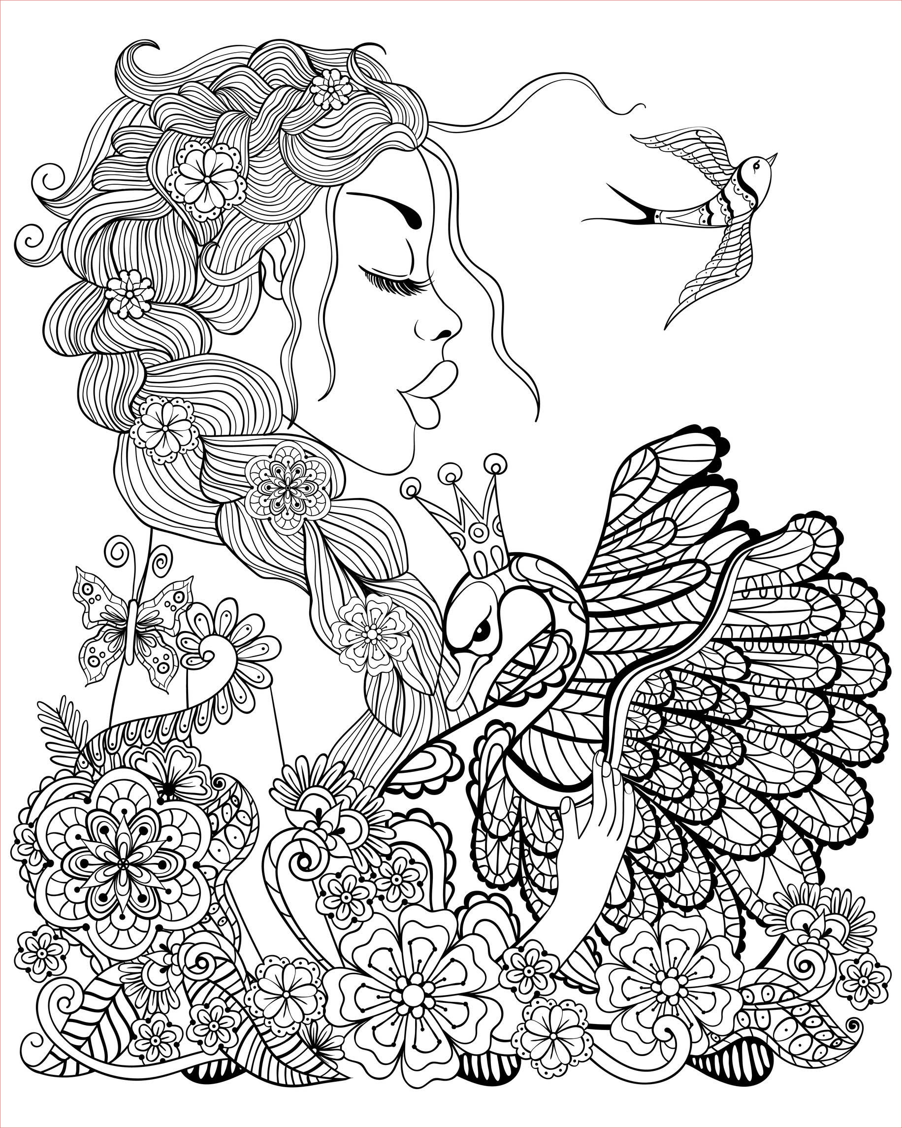 image=oiseaux coloriage gratuit femme cygne et oiseau 1