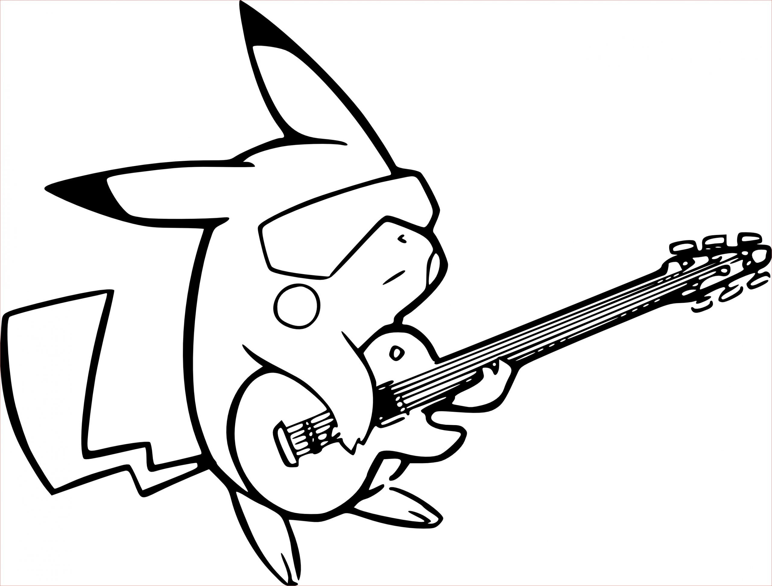 coloriage pikachu avec une guitare