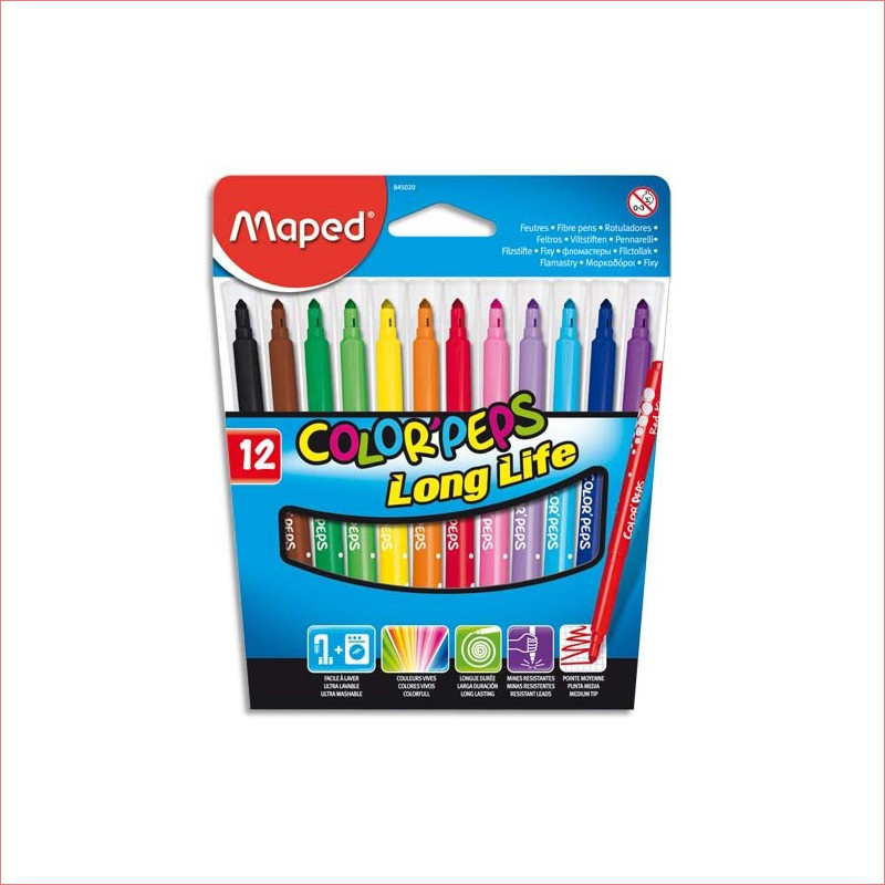 feutre de coloriage maped colorpep s pointe moyenne pochette de 12 feutres dessin coloris assortis