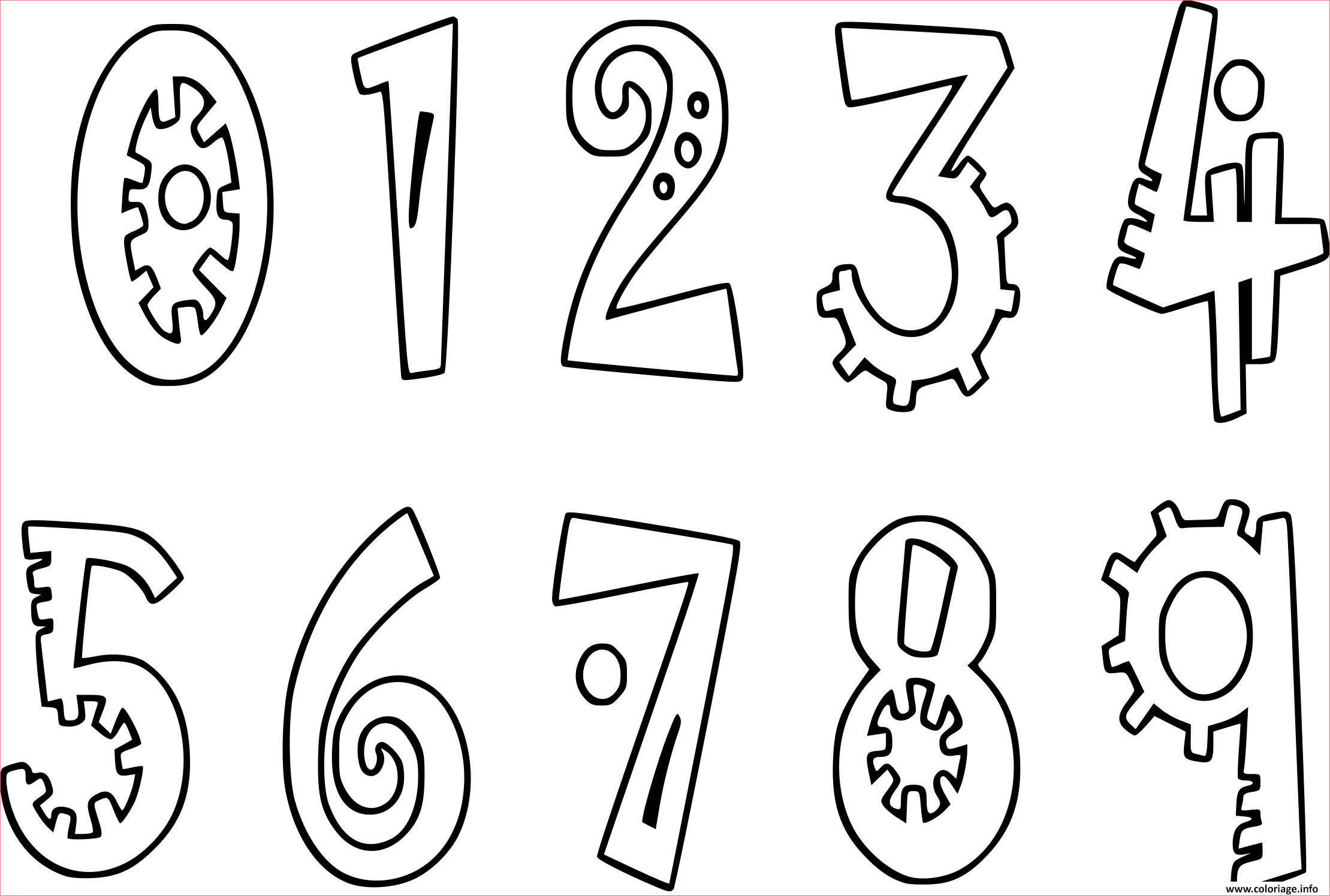 chiffres 0 a 9 coloriage dessin