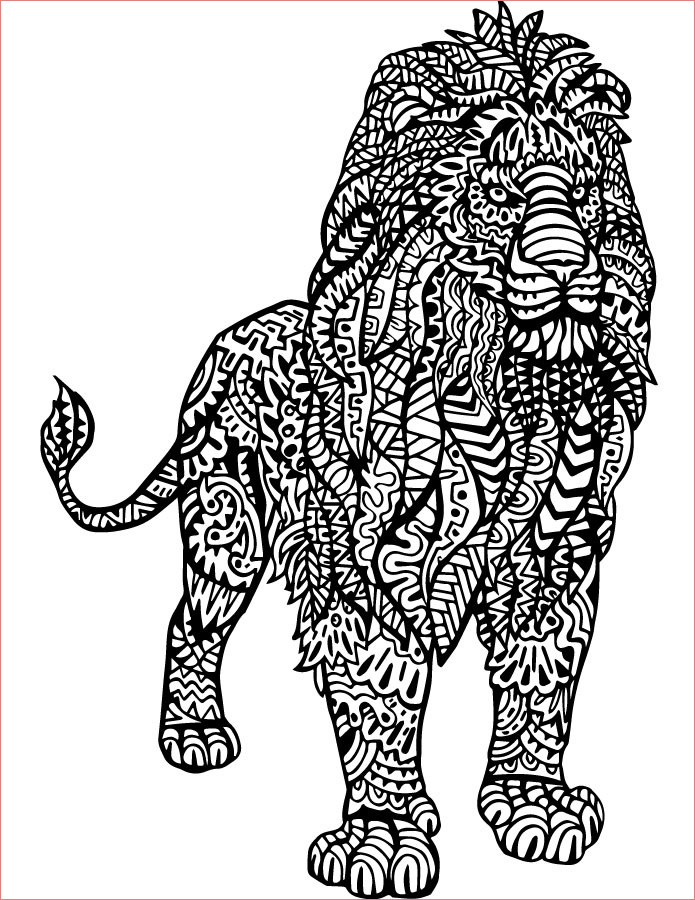 lion dessin a imprimer et colorier pour adulte