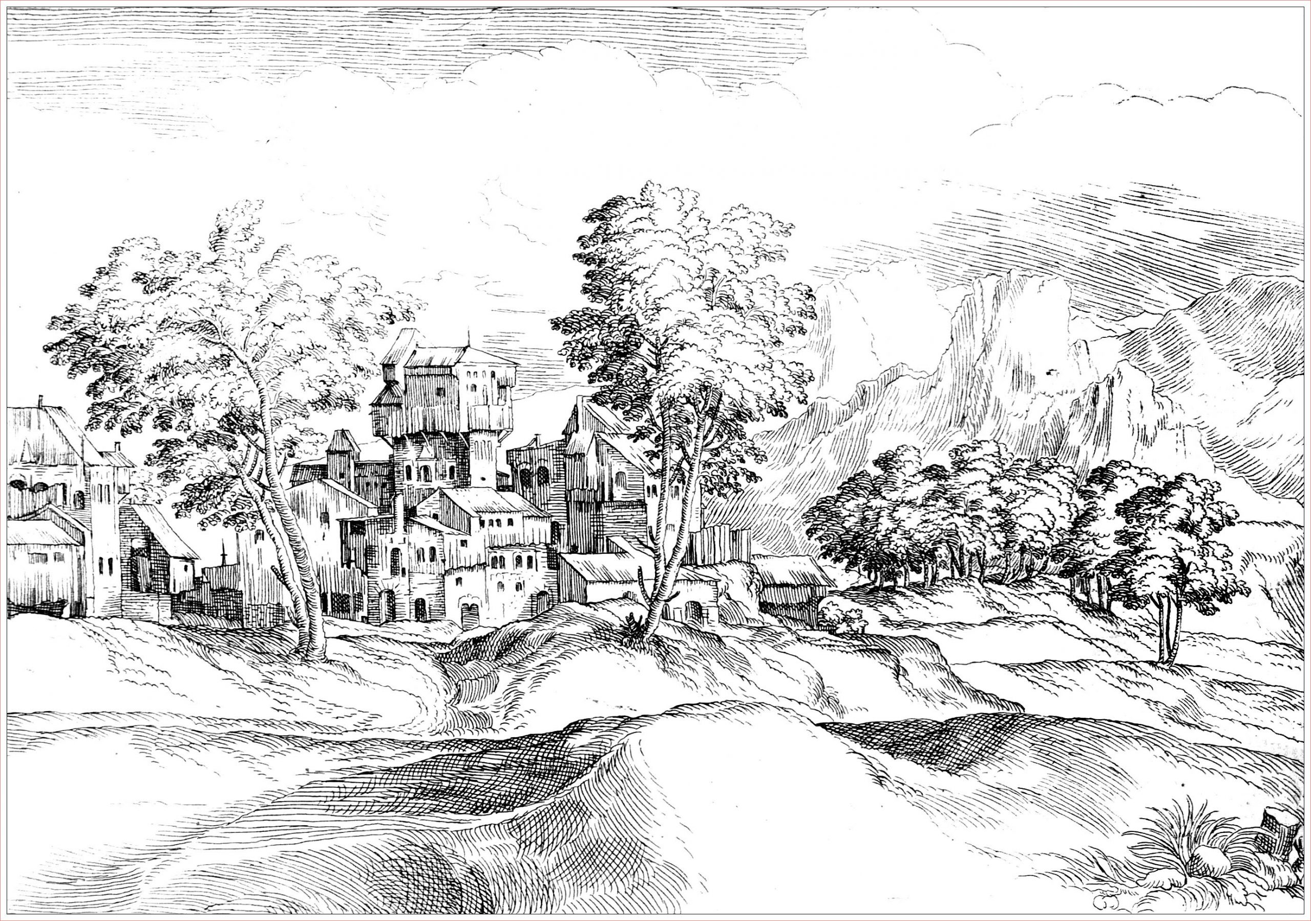 Coloriage De Paysage Luxe Paysage 17e Siecle Paysages Coloriages Difficiles Pour
