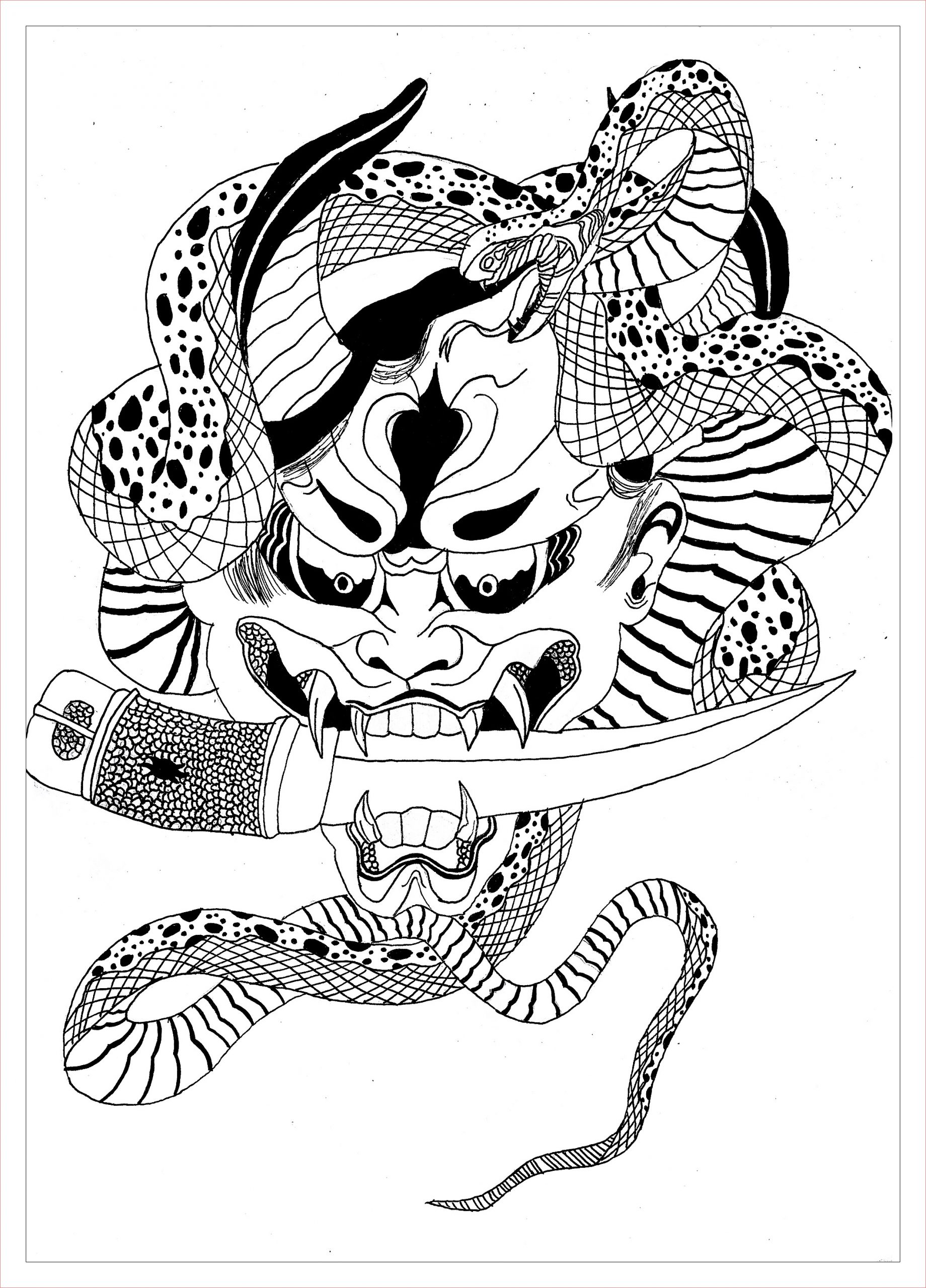 image=japan coloring page demon hannya japanese krissy 1