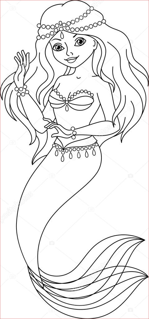 stock illustration mermaid coloring page