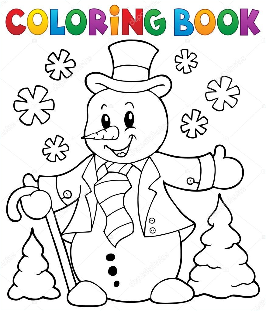 stock illustration coloring book snowman topic 1
