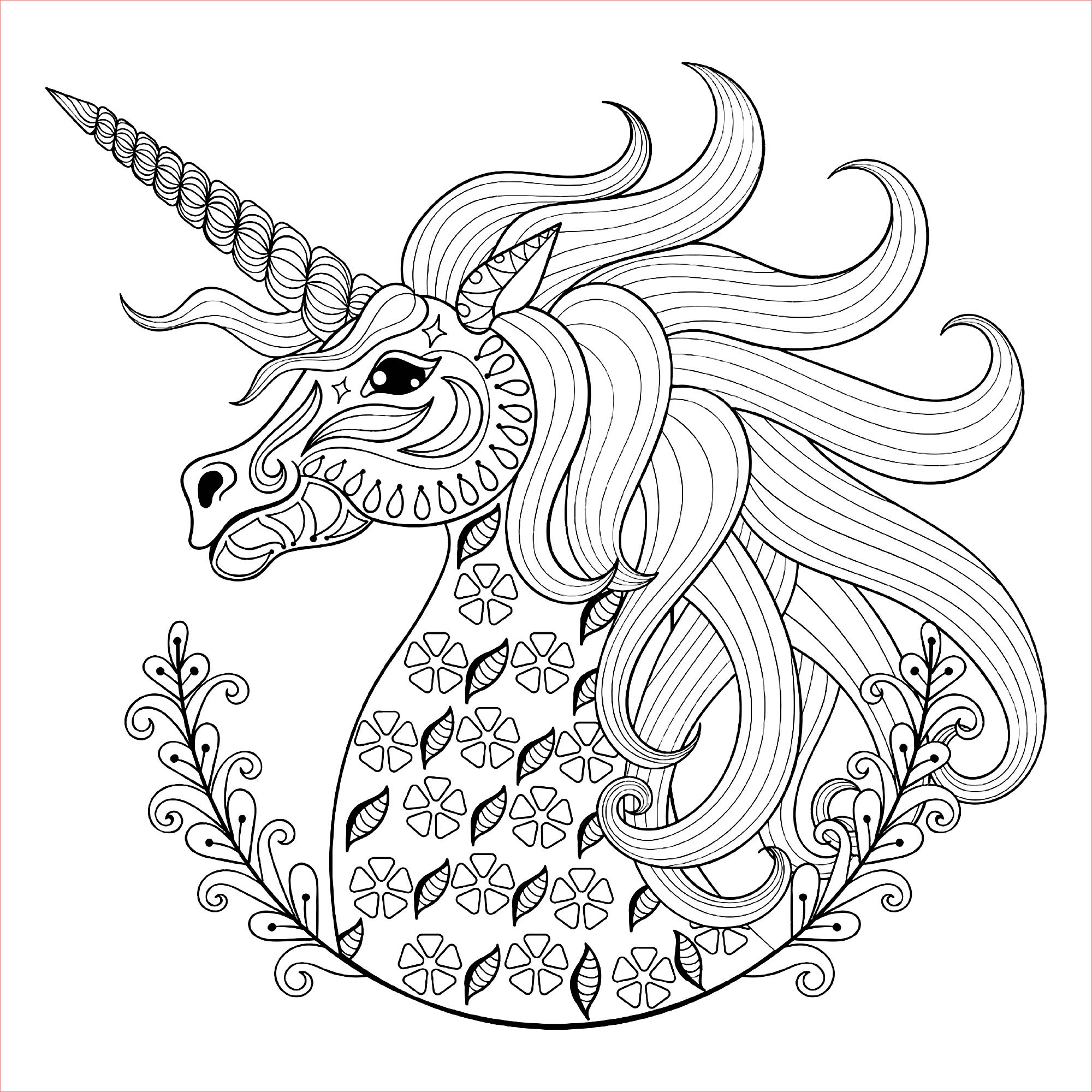 image=licornes coloriage tete de licorne avec motifs 1
