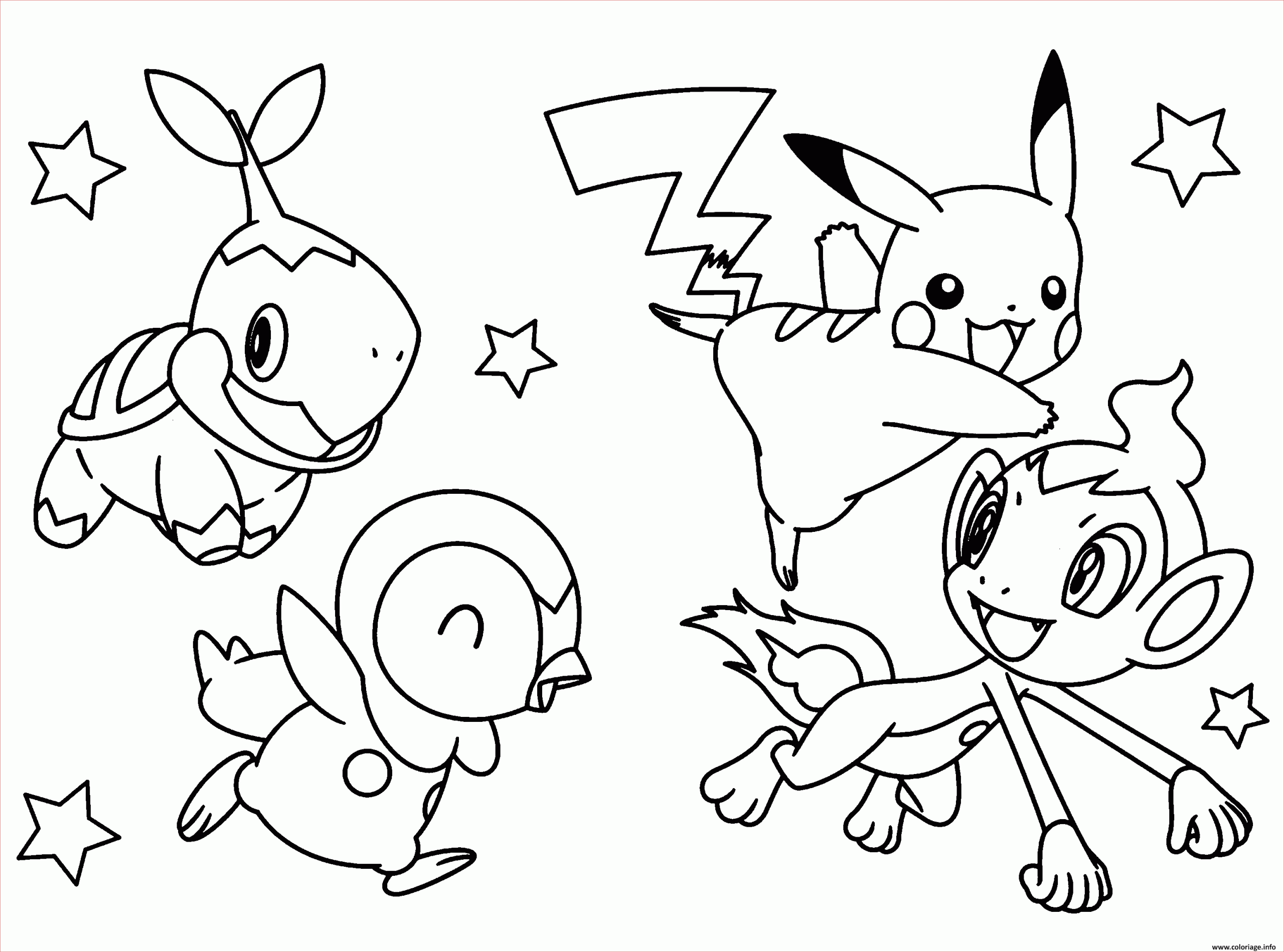 pokemon pikachu avec ses amis coloriage dessin