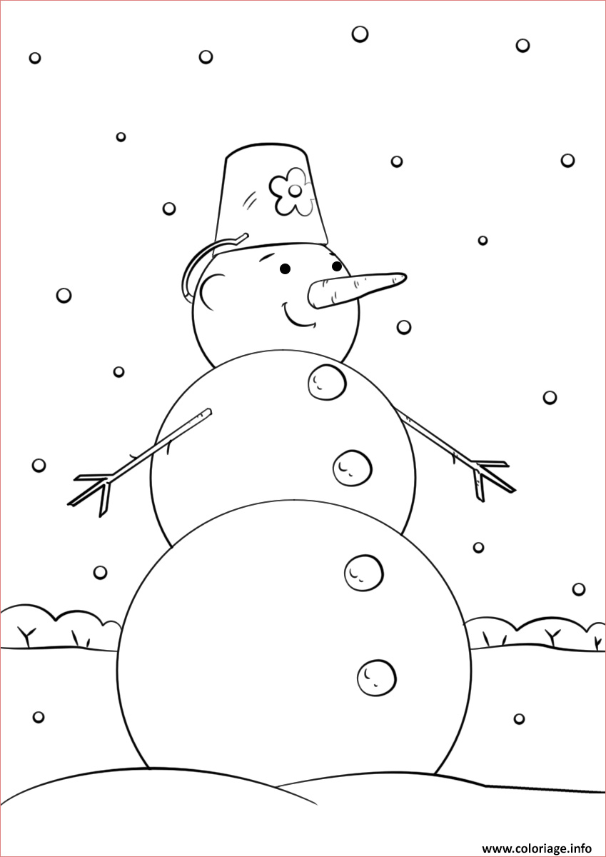 bonhomme de neige facile simple enfant coloriage