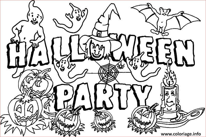 halloween party avec des citrouilles et des fantomes coloriage