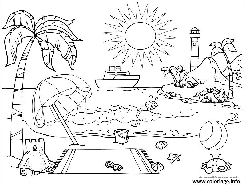 bord de mer ete vacance ete coloriage