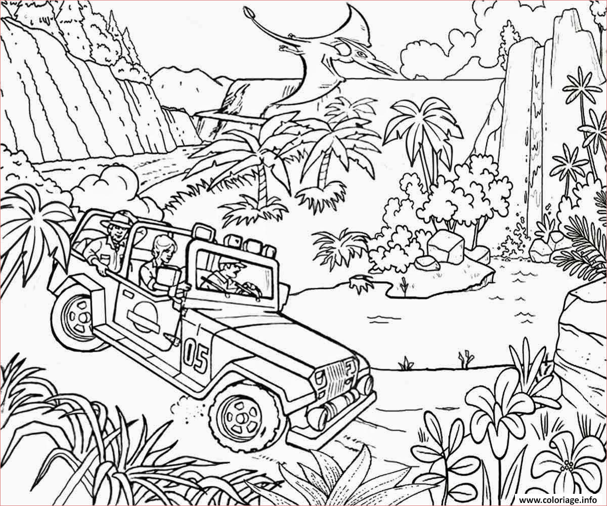 jungle jeep car jurassic park coloriage