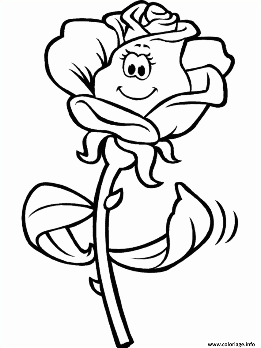 fleur rose avec sourire coloriage dessin