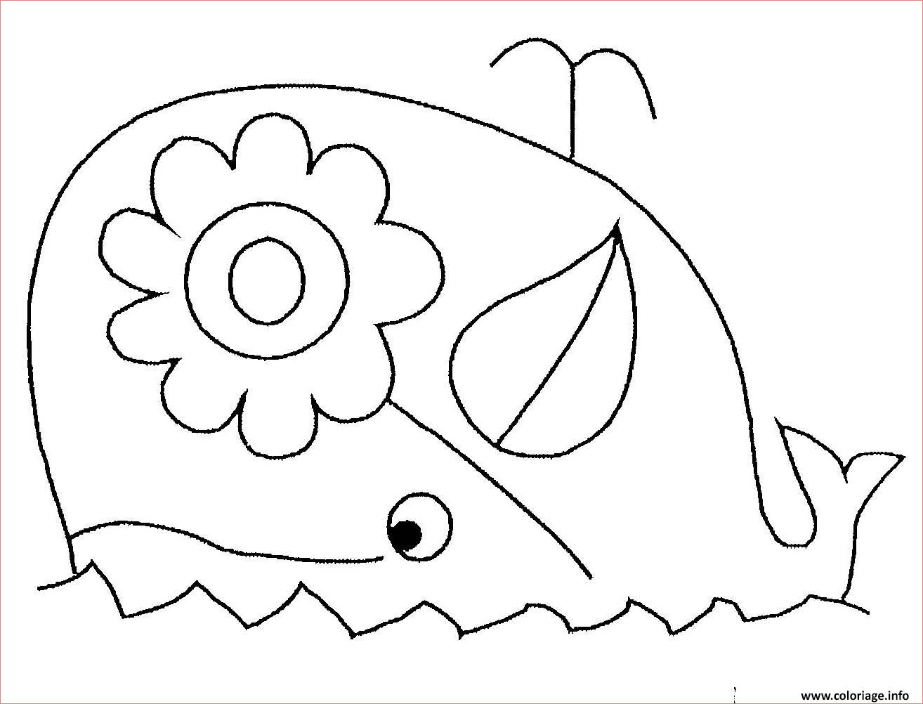 baleine avec une fleur coloriage