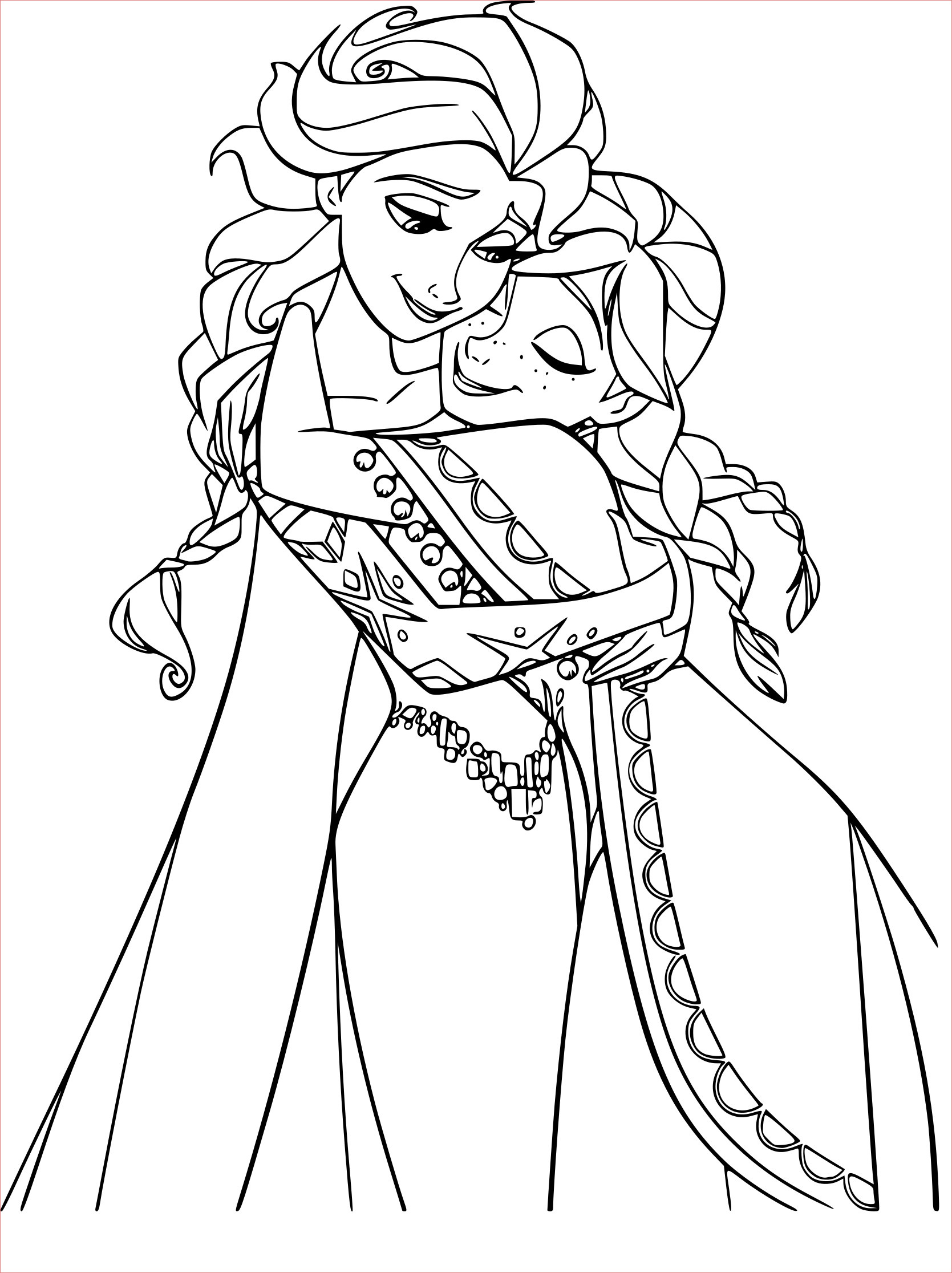 coloriage anna et elsa dessin