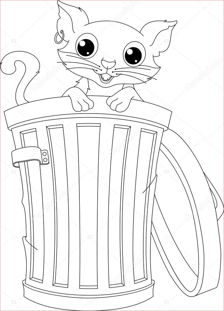 stock illustration stray cat coloring page